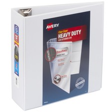 Heavy Duty View Binder 4" White Slant Ring One-Touch 760 Sheet Capacity 1 Binder