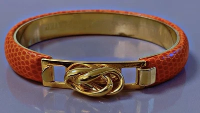 Bracelet Jonc Vintage Mannelli Florence Plated 24 Kt bracelet plaqué or cuir - Photo 1/4