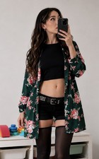 ECOWISH Floral Open Front Kimono Cardigan Gr�...