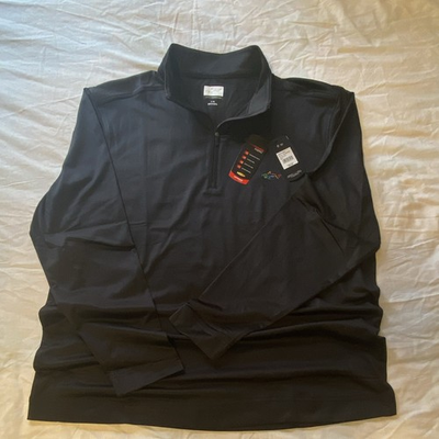 #ad #ad Greg Norman Men#x27;s Black 1 4 Zip Fleece Mock Neck Pullover Golf L Shark Logo $29.99