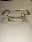 Vintage Pyrex 404 Promo Holder Bowl Cradle Carrier Stand Gold Frame Wood Handles