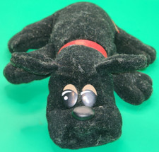 Vintage 1986 Tonka Pound Puppies Newborns Black Puppy Dog w/ Red Bow Plush Toy