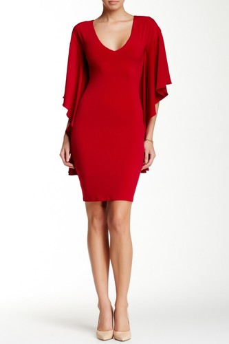 Issue New York V-Neck Batwing Sleeve Dress, Made in USA, Blush, Medium, $359 NWT