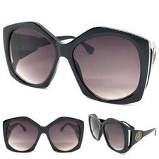 OVERSIZED EXAGGERATED Vintage Retro Style SUN GLASSES Large Big Huge Black Frame