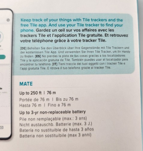 Tile Mate (2021) Bluetooth Tracker, Keys Finder, Item Locator T1401S White - 第 4/5 張圖片