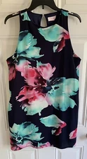 Pink Lily Floral Dress M Maxi Sleeveless Shift Short Summer Vacation Pockets