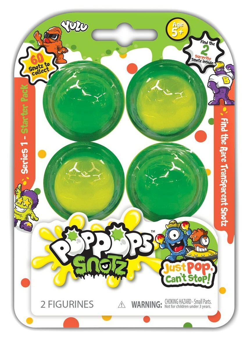 Yulu Pop Pops Snotz, 6 Pack, 2 Figurines, Series 1, Starter Pack