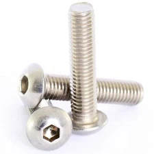 M6 (6mmØ) Socket Button Screws - Dome Head - Hex Allen Bolts - A2 304 Stainless