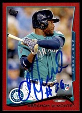 2014 Topps Red Baseball Abraham Almonte RC Seattle Mariners #256 Signed