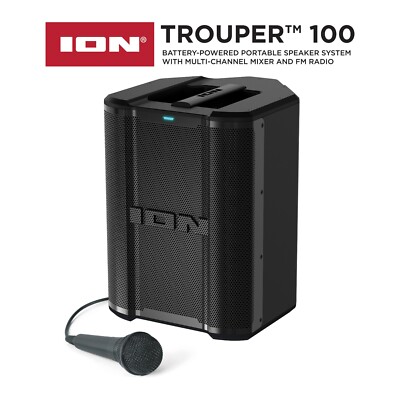 ION Audio Trouper 100 Portable Bluetooth Speaker with Multi-Channel Mixer & Mic