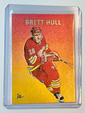 Brett Hull Platinum Plated Artist Signed "Calgary Flames" Trading Card 1/1