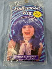 NOS Fun World 15" Hollywood Wavy Wig  Blue  Non Flammable  One Size Fits All 