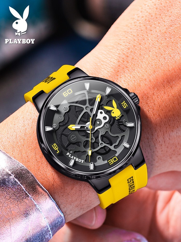 RARE Playboy Watch Bunny Logo Black Leather Play Boy Y2k