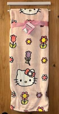 NEW SANRIO HELLO KITTY Spring Easter Flowers Pink Throw Blanket Pink 50 X 70