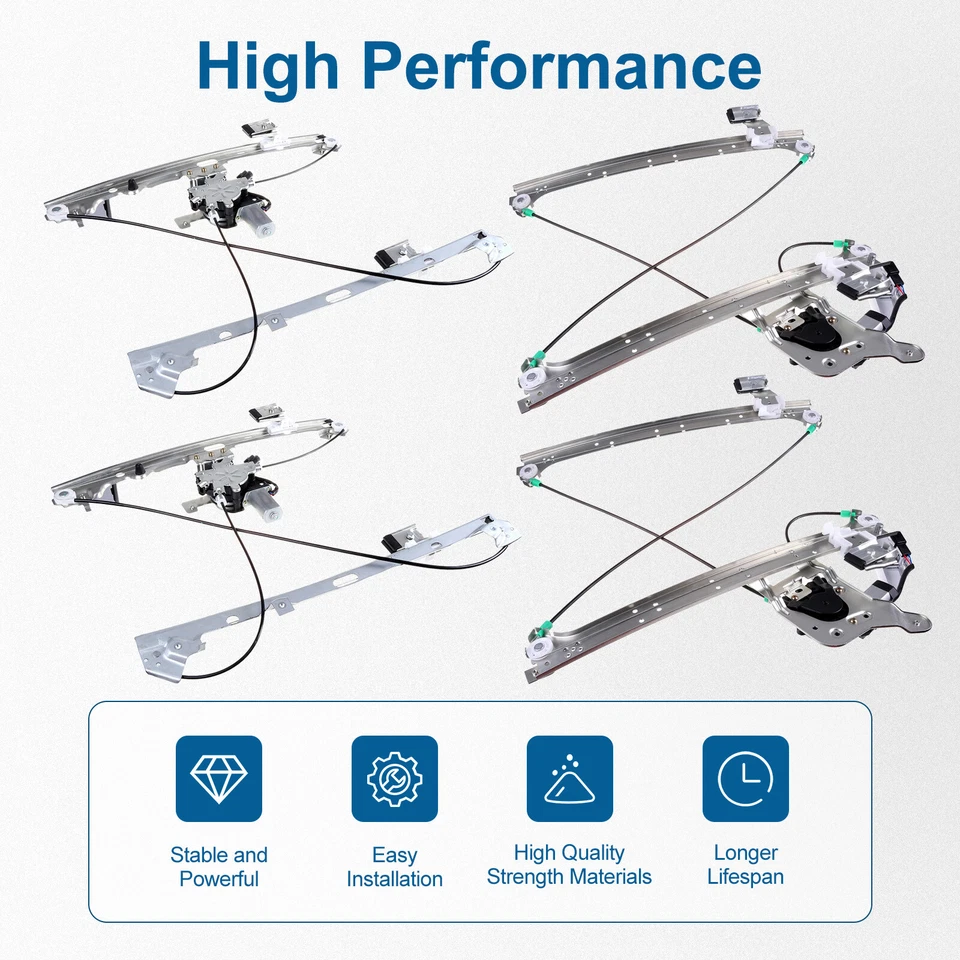 For 2001-06 Chevy Silverado 1500 HD 2500 HD FH&RH Window Regulator w/Motor 4Pcs - Image 3 of 4