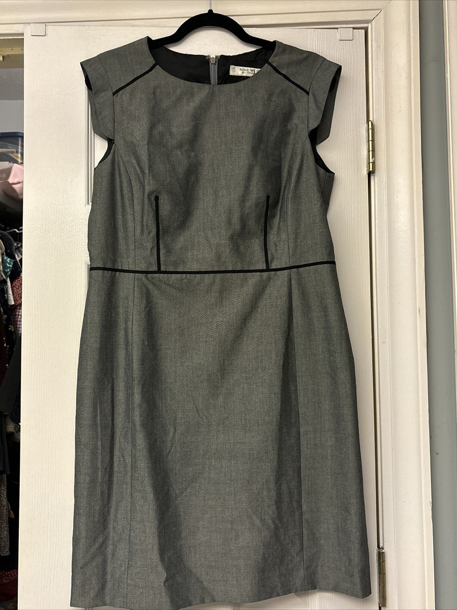 grey sheath dress for work Gray 3/4 sleeve round neck High Waisted Sheath Dress