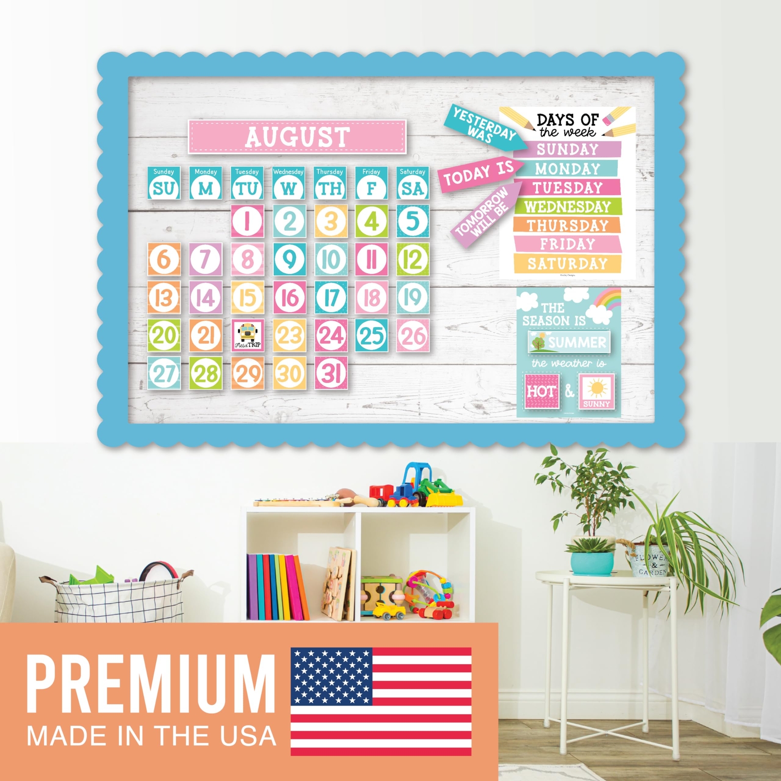 Colorful Classroom Calendar Set Bulletin Board - Bulletin Board ...