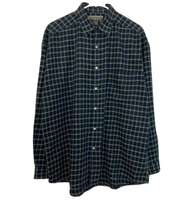 Structure Men Medium Blue Plaid Shirt Long Sleeve Cotton Button Up Casual