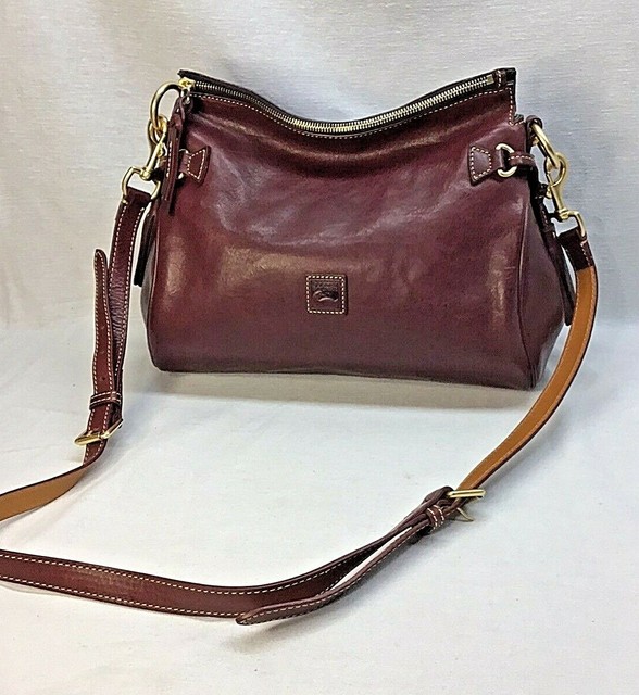 NEW Dooney & Bourke Florentine Leather Medium Zip Crossbody BORDEAUX