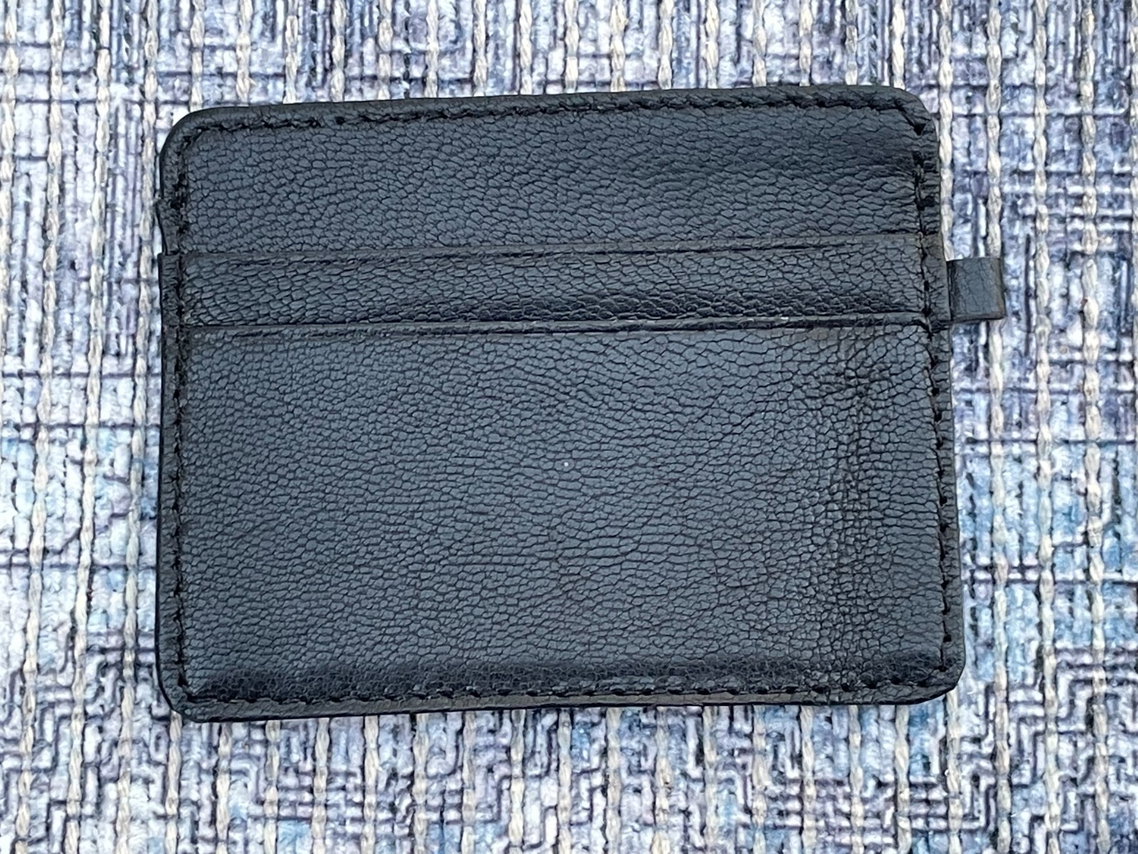 Black Genuine Leather Card Holder Mini Handmade Wallet Purse-image