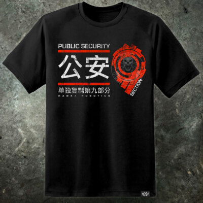Ghost In The Shell Stand Alone Complex Section 9 Distressed T-Shirt Film Hanka