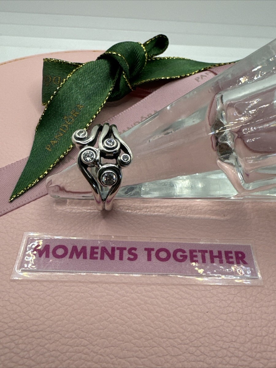 Pandora Sterling Silver Clear Ocean Wave Ring 190388CZ Size 58