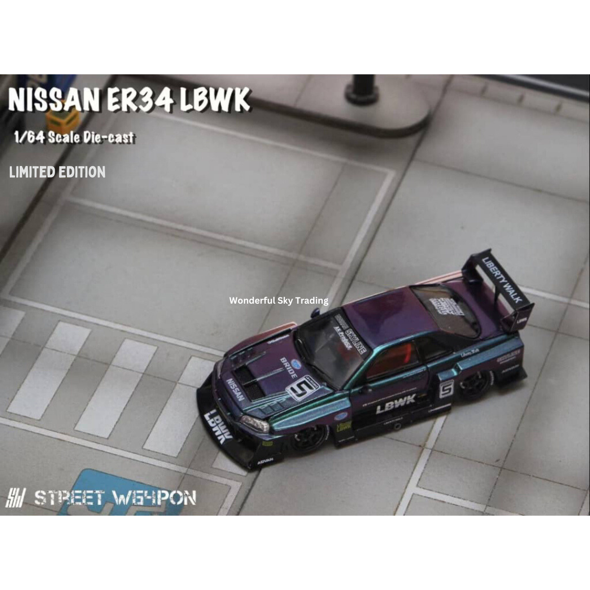 Street Weapon 1/64 Nissan GT-R ER34 LBWK Chameleon Limited Edition