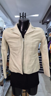 CONBIPEL Echtlederjacke gebraucht Damen woman BEIGE Gr. 40 XYR653L