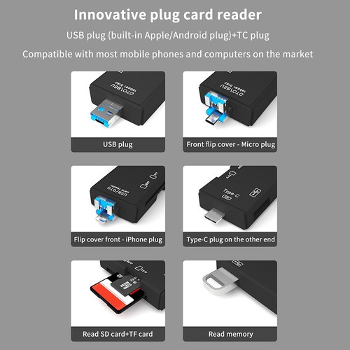 7 In 1 Card Reader Storage Box For IPhone Samsung Laptop OTG Storage Box - Photo 3/12