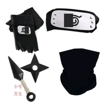 5pcs Naruto Anime Cosplay Costume Kakashi Gloves Kunai Headband