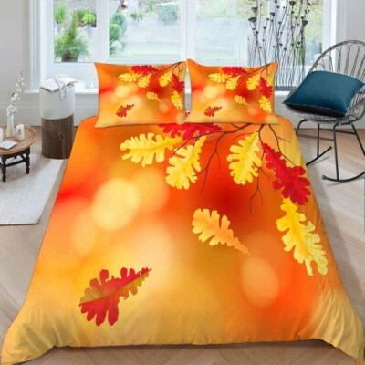 Progress Nice Leaf 3D Printing Duvet Quilt Doona Covers Pillow Case Bedding Sets