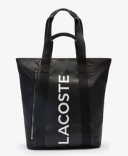 Lacoste L.12.12 Logo Tote Bag In Soft Leather Nh3320-279 Black