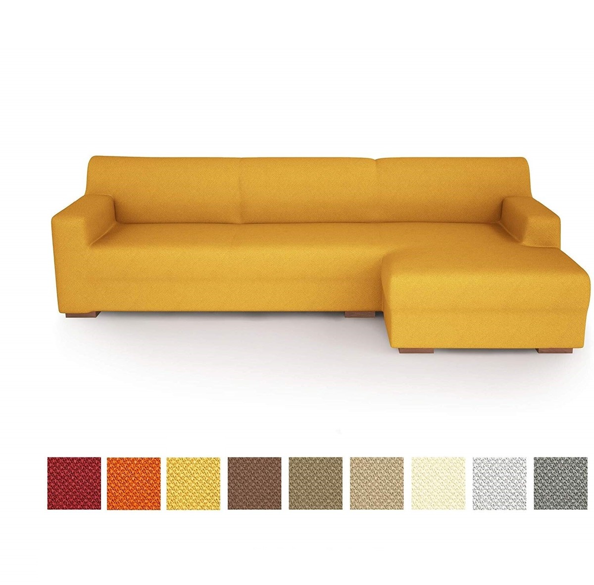 Copridivano Angolare Con Penisola Elasticizzato OKJK - Protezione Antigraffio Per Divano In Pelle (Caffè Scuro, 3 Posti 190-225cm) - 5