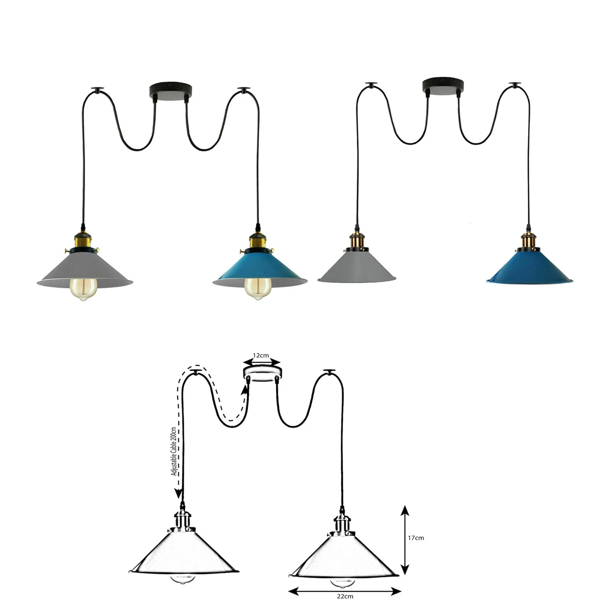 Lustre araignée DIY plafond Retro Spider Lampe Industry Ceiling Light