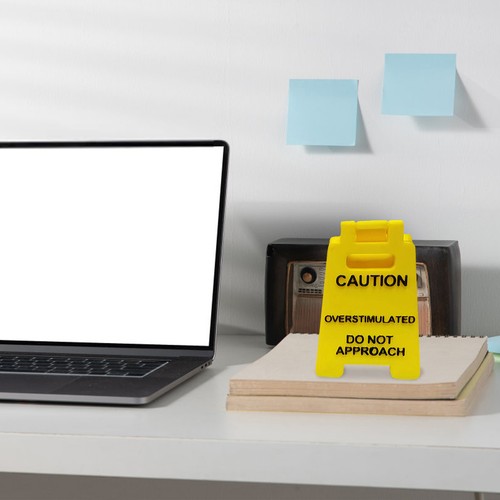 Caution Overstimulated Desk Sign Funny Desk Signage Accessories Humor Mini - Picture 5 of 6