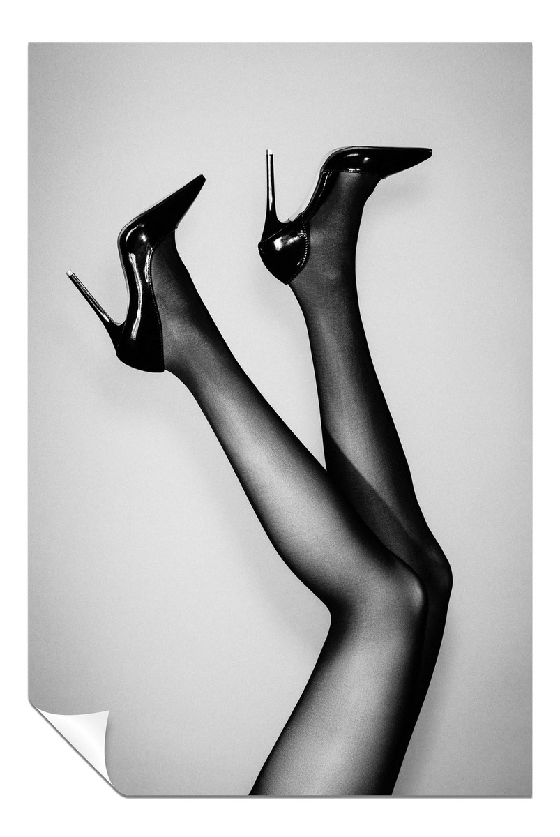 Black White Woman in High Heels shoes Artistic Poster Wall Art