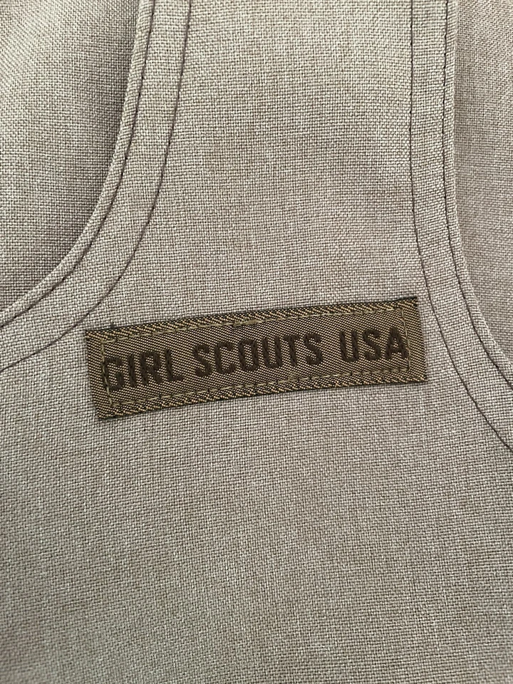 Vtg 80s 90s Official Girl Scout Brownie Uniform Dress Zipper Brown Jumper 10 USA - Image 2 of 4