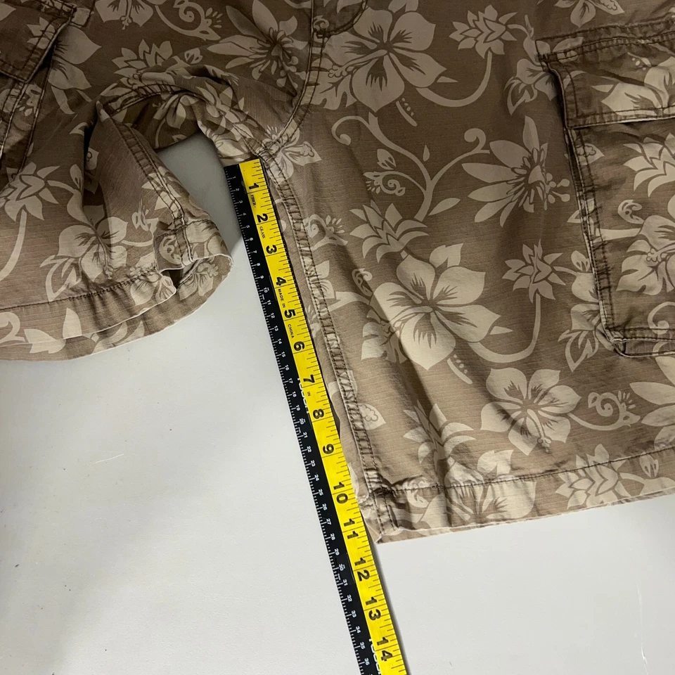 Pantalones Cortos Carga Antiguos Azul Marino Excedente Para Hombre 42x11.5 Verde Gris Hawaiano Floral Algodón Foto 3 de 4