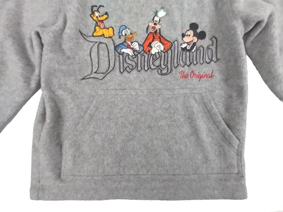 Disneyland Hoodie Kids XS Gray Embroidered Characters Logo Vintage - Image 2 of 4