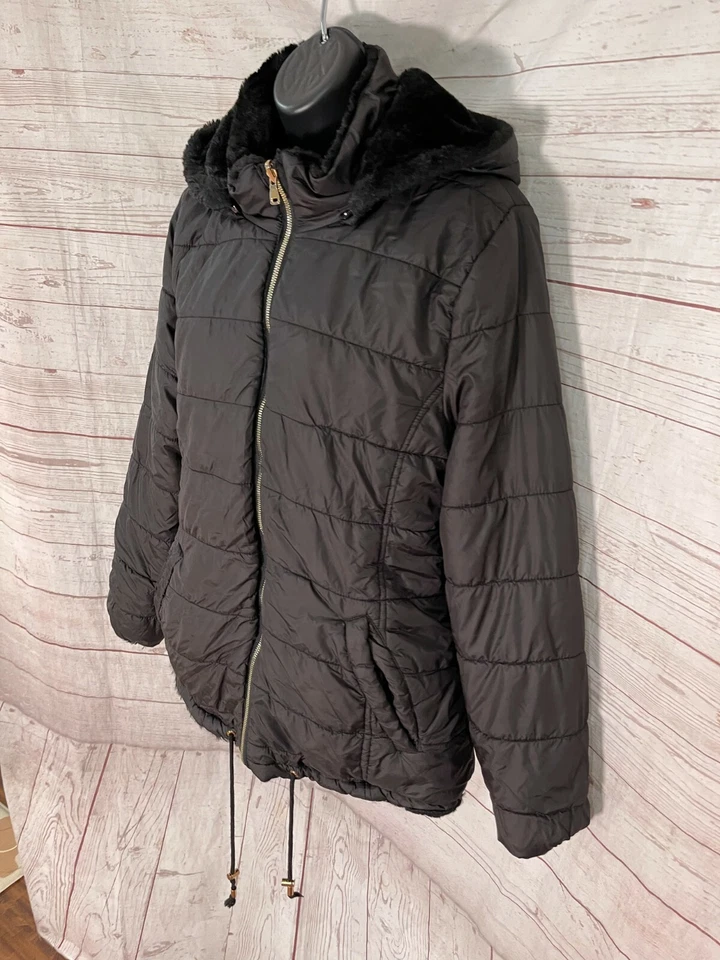 Chaqueta reversible para mujer YMI Collection con capucha cremallera frontal negra talla 2X Foto 3 de 4