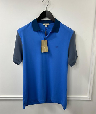Men Burberry Polo Shirt Gravenhurst Bright Hydrangea Size M US40