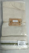 Mud Pie Khaki Tan Cotton Dinner Napkin Set of 4 with Green Trim