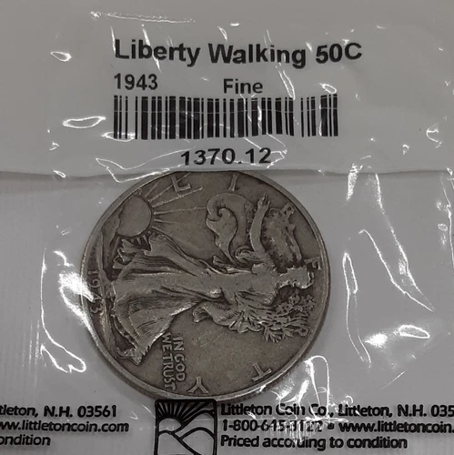 1943 Walking Liberty Half Dollar Coin  Fine in Littleton Packaging