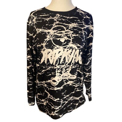 Fresh Laundry Sweatshirt Women’s Large Black Lightweight Graphic Streetwear 