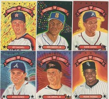 BASEBALL; 1992 DONRUSS LEAF GALLERY OF STARS INSERT CARDS 6 DIFFERENT