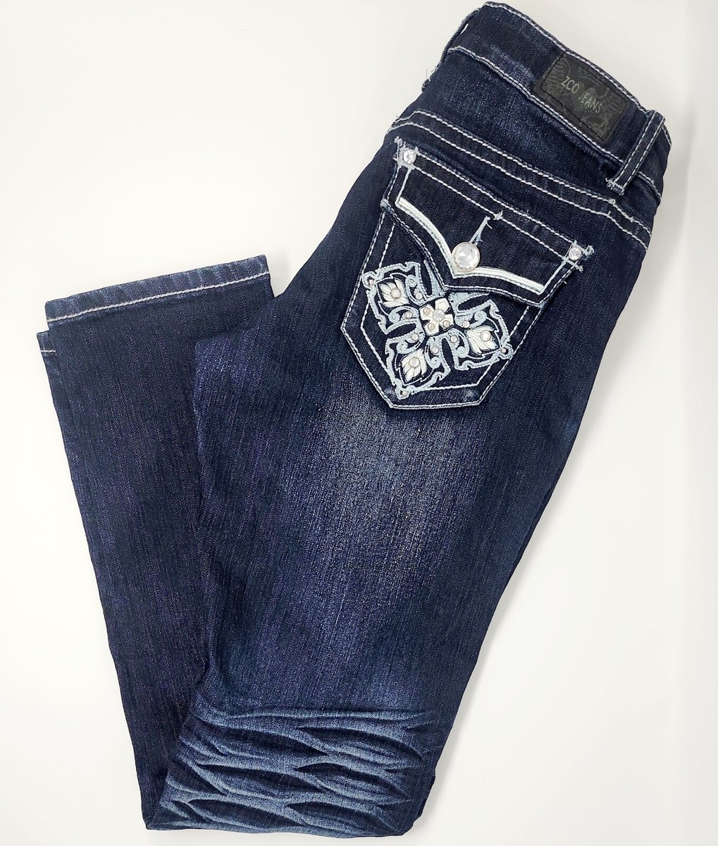 ZCO Jeans Rhinestone Straight Leg Low Rise Back Flap Jeans ZCO Jeans Rhinestone Straight Leg Low Rise Back Flap Jeans