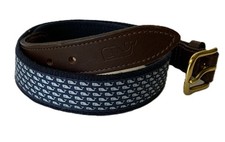 Boys VINEYARD VINES Classic WHALE CANVAS CLUB BELT 28 Silk  Leather Nautical