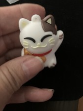 Maneki Neko Cat Keychain Sized 48x35x23 H-2.5 1pc Brings Good Luck Good Fortune
