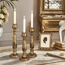 Tall Candle Holders Set of 3, Rustic Candlestick Holder, Vintage Centerpiece ...