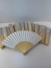 45 Pc White Bamboo Folding Hand Fans for Wedding Party Home Decor crafts